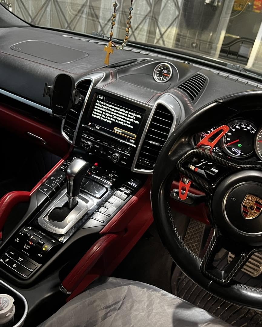 Porsche Cayenne interior after diagnostic work
